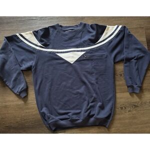 Greenline International 1/4 Zip Long Sleeve Blue Sweatshirt Men's 48" Chest